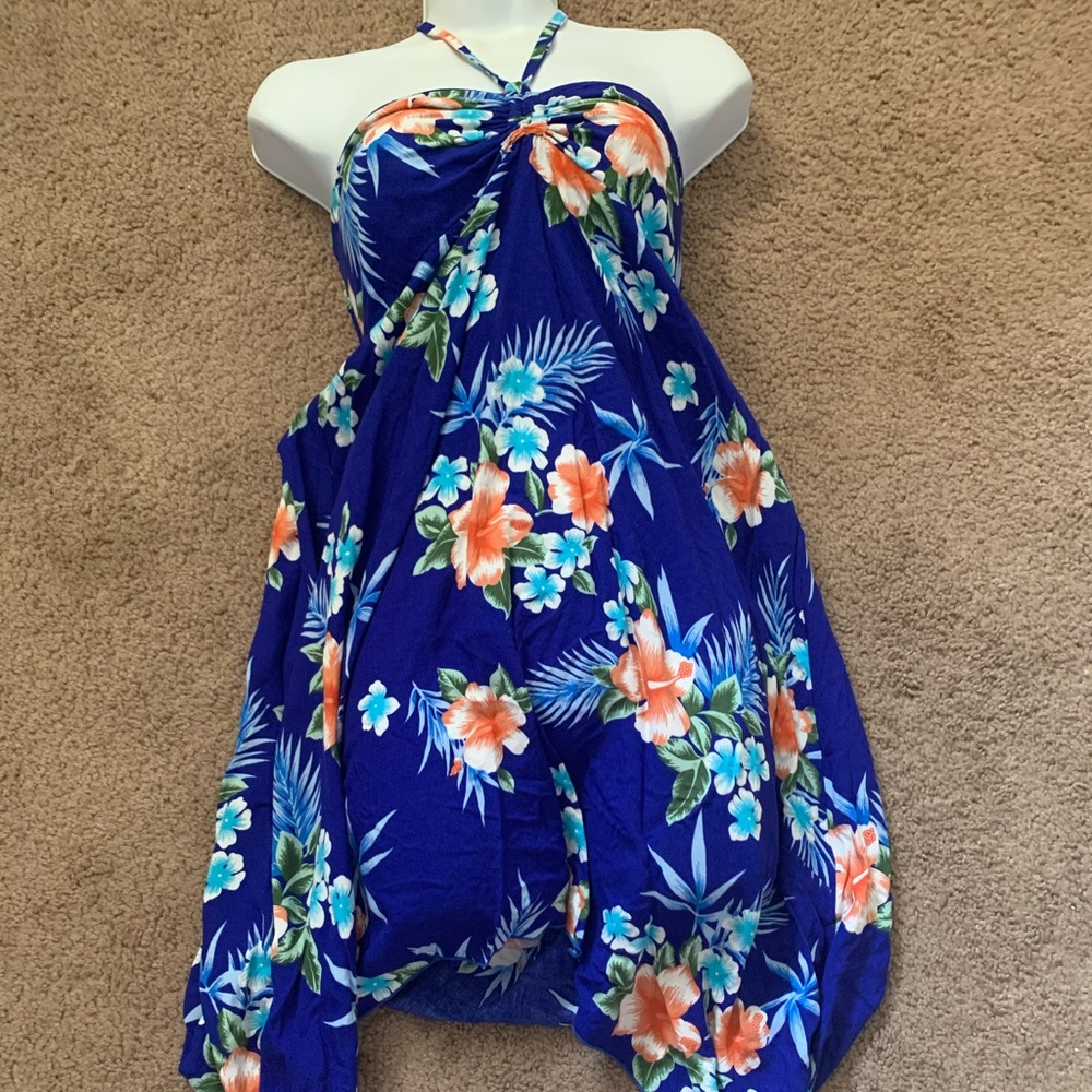 Hawaiian  blue halter dress